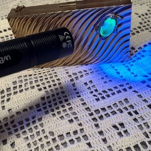 Evans Gold Tone Compact Makeup Cigarette Case Clutch Purse w/Uranium glass